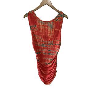 Gypsy 05 Bamboo Blend Sunset Inspired Tie Dye Side Ruched Bodycon Mini Dress L